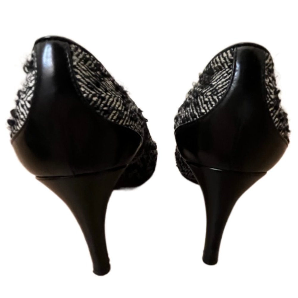Louis Vuitton Black Leather Tweed Heels Size 37.5 - Picture 7 of 13